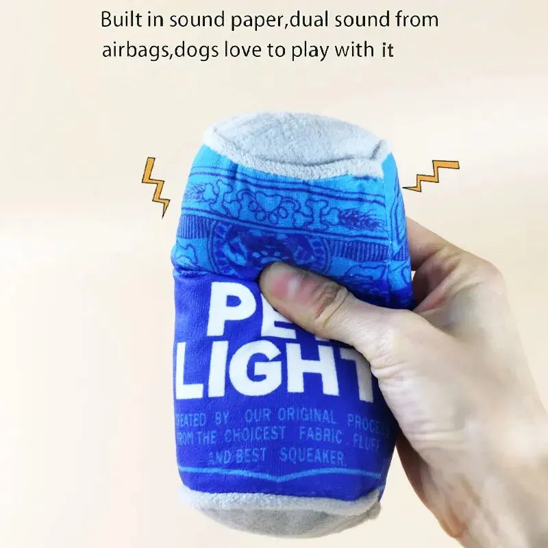 Plush Beer Bottle Dog Toy - Soft Squeaky Boredom Buster