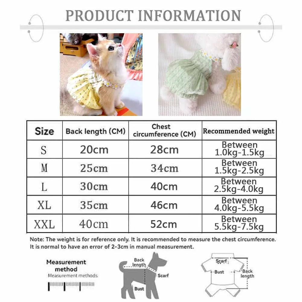 Floral Pet Dress - Lightweight Summer Skirt for Cats and Small Dogs