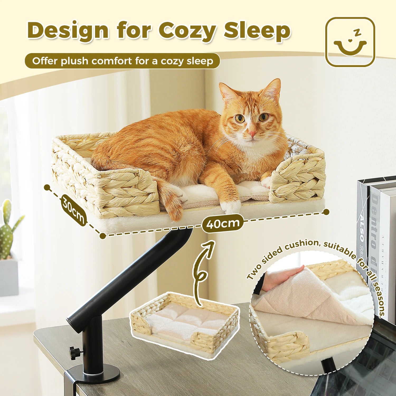 Rotatable Cat Desk Bed - 360 Degree Adjustable Hammock Stand