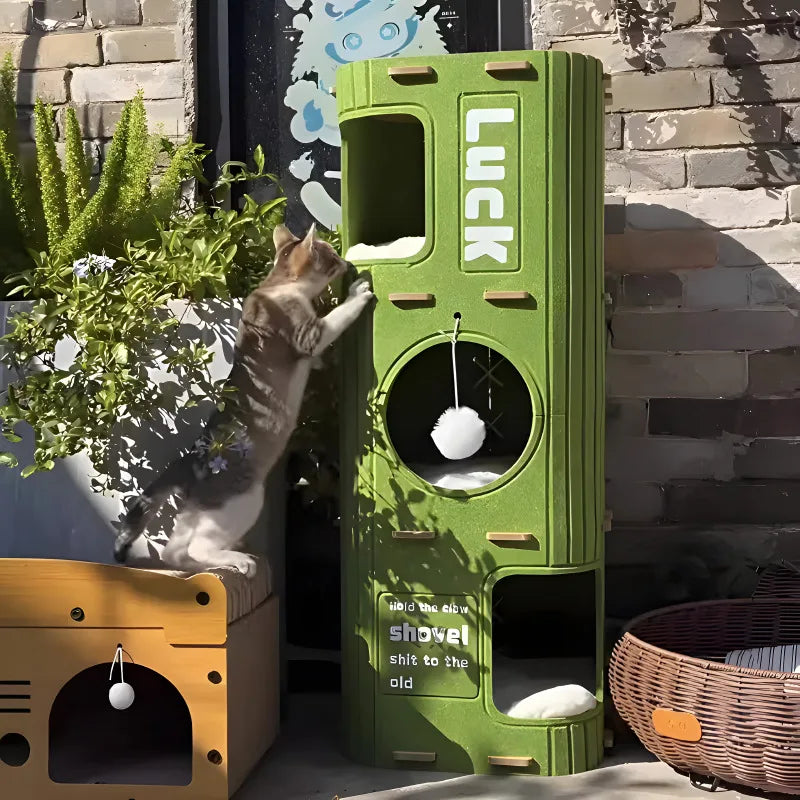Multi-Layer Cat Climbing Frame - Enclosed Scratch-Resistant Cat Nest