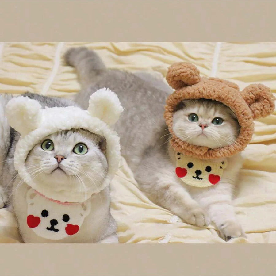 Pet Costume Hat with Animal Ears - Lion and Rabbit Dress-Up Headwear