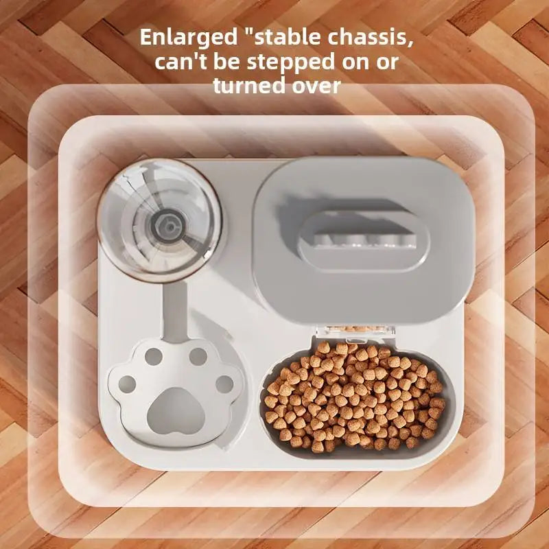 Gravity Pet Water Dispenser with Food Bowl - No Batteries Needed