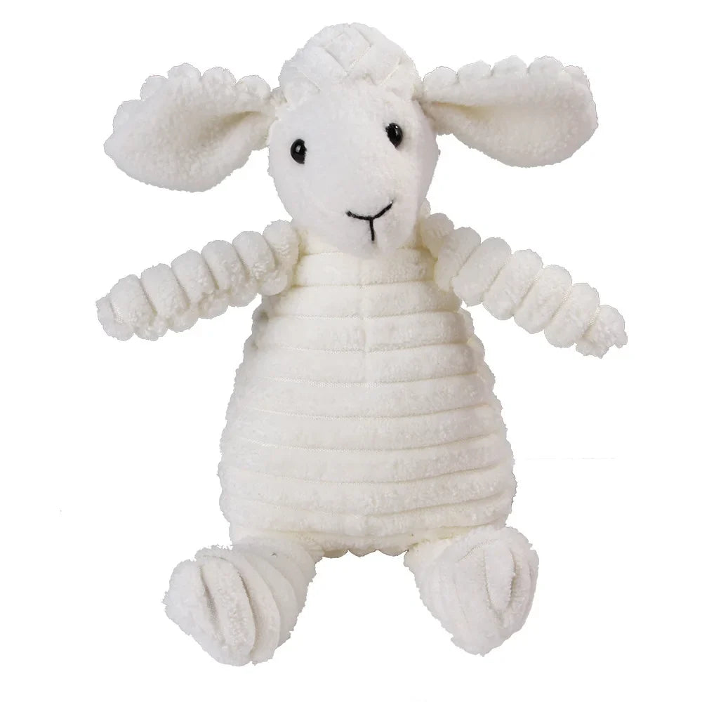 Corduroy Monkey and Pig Dog Toy - Squeaky Plush for Large Dogs