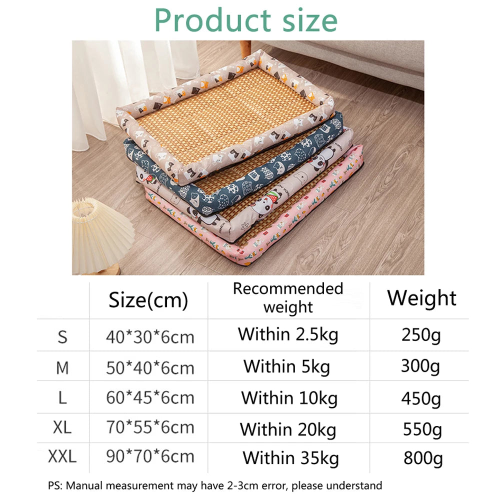 Rattan Cooling Dog Bed - Breathable Summer Sofa with Raised Sides