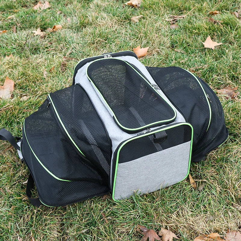 Expandable Pet Carrier Bag - Foldable Mesh Travel Tote for Cats