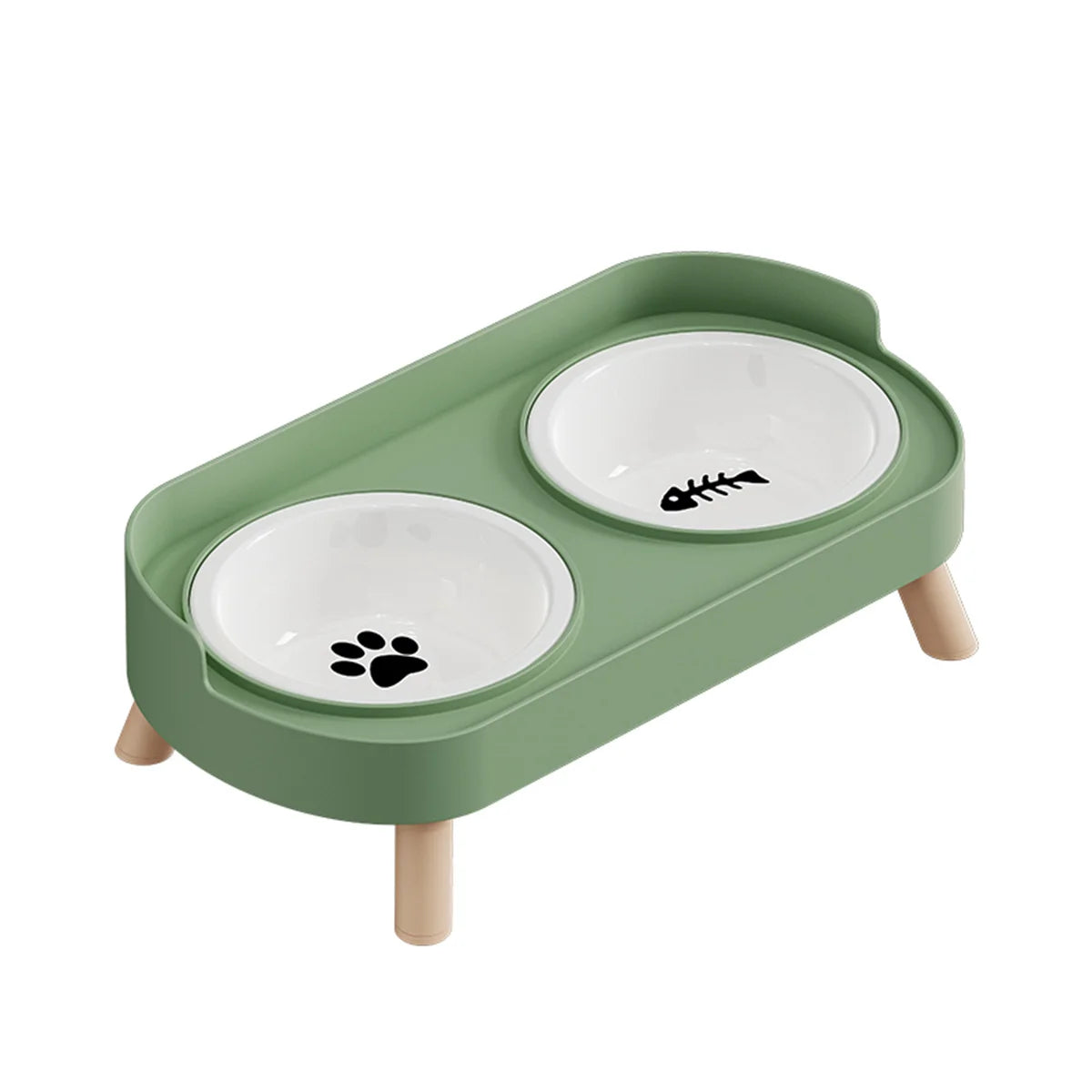 Adjustable Height Cat Double Bowl - Elevated Food and Water Feeder