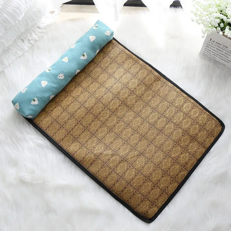 Rattan Cat Cooling Mat - Natural Woven Summer Bed for Cats and Dogs