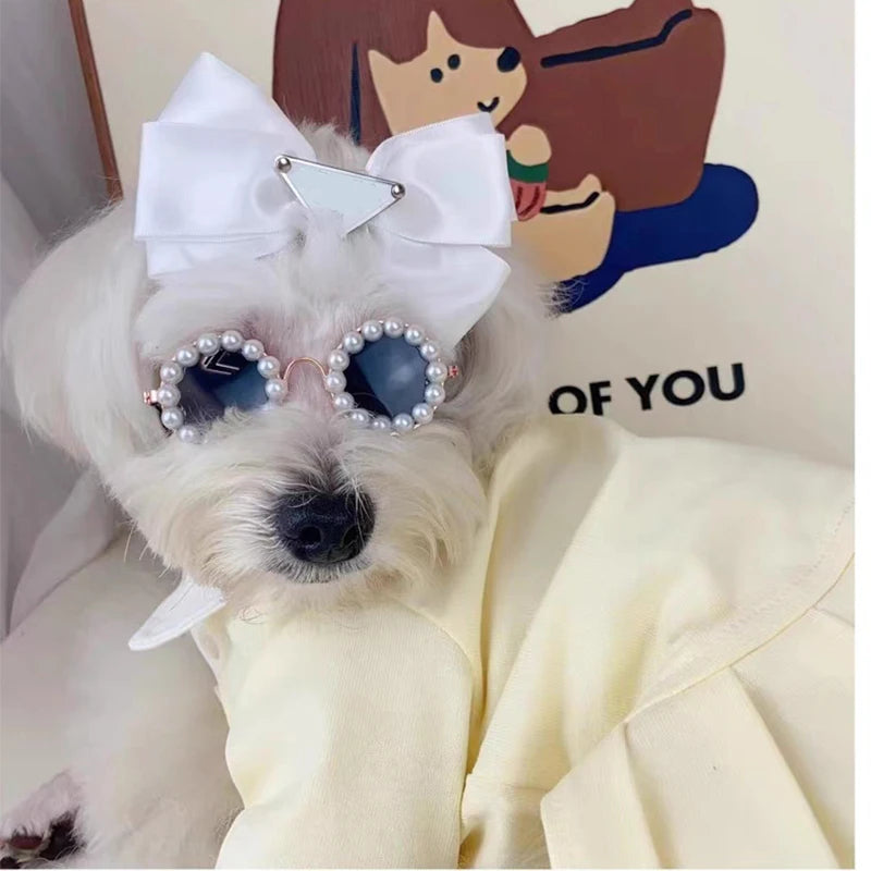 Pearl Pet Sunglasses - Luxury Photo Prop Eyewear for Cats and Dogs