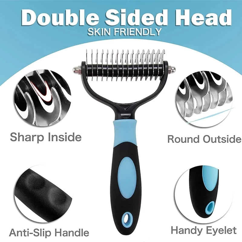 Professional Dog Grooming Brush - Deshedding Comb for Thick Coats