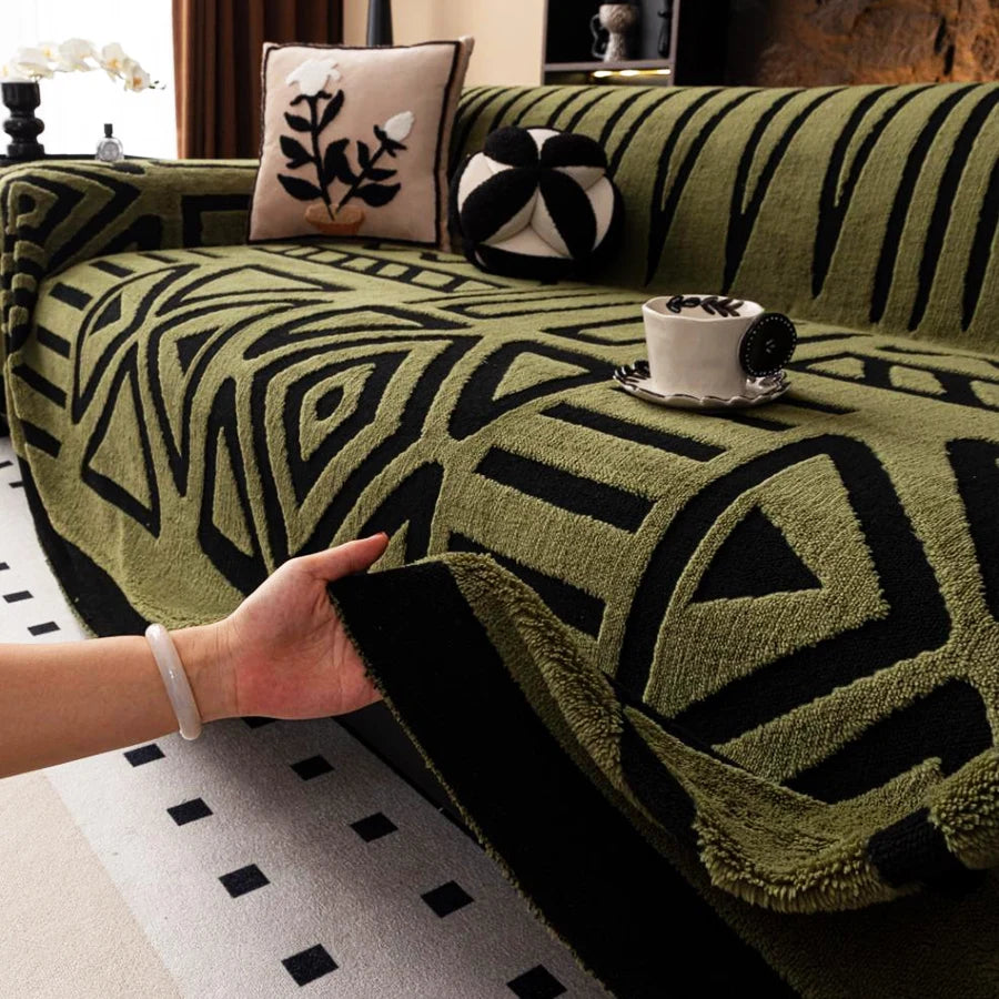 Boho Sofa Cover for Pets - Non-Slip Woven Couch Protector Blanket