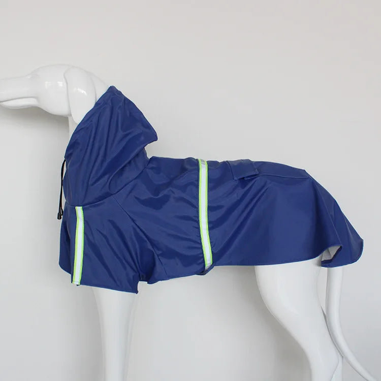 Hooded Dog Raincoat - Reflective Waterproof Cloak for Large Dogs