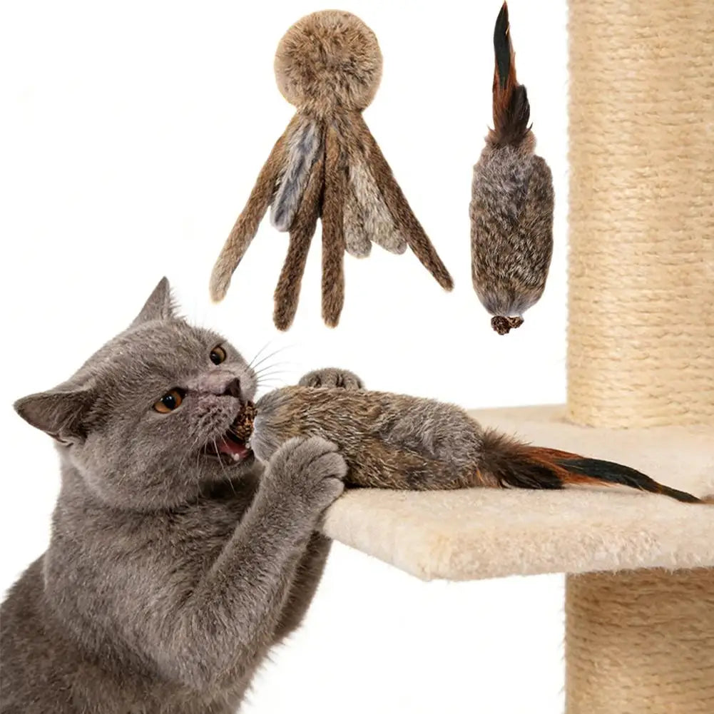 Faux Fur Cat Kicker Toy - Soft Plush Hunting Toy for Kittens