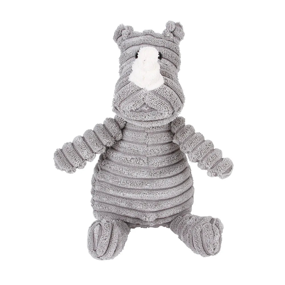 Corduroy Monkey and Pig Dog Toy - Squeaky Plush for Large Dogs