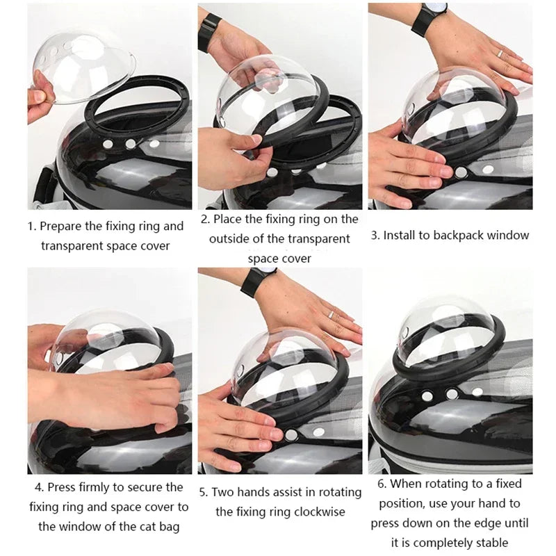 Space Capsule Cat Backpack - Clear Bubble Carrier for Small Pets