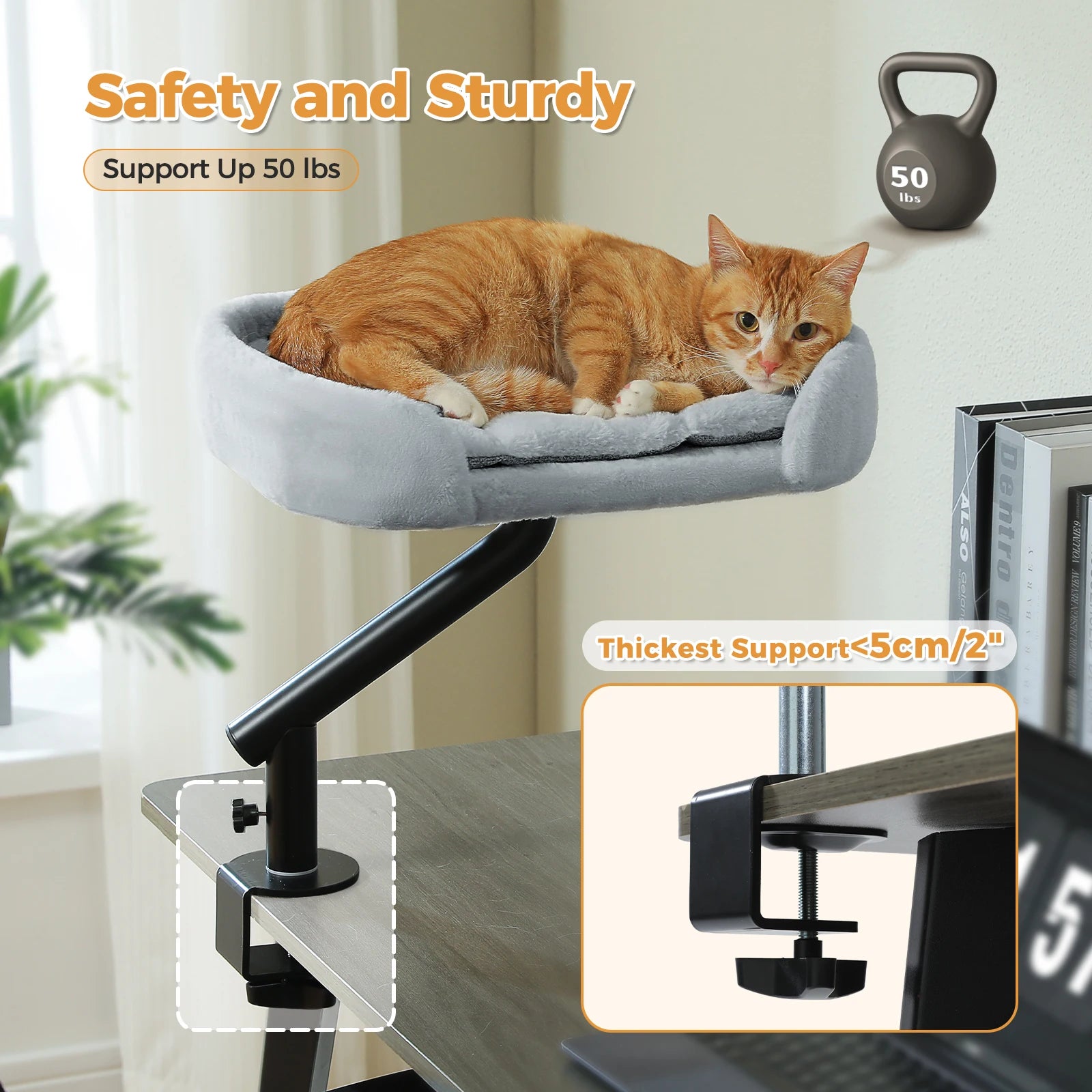 Rotatable Cat Desk Bed - 360 Degree Adjustable Hammock Stand