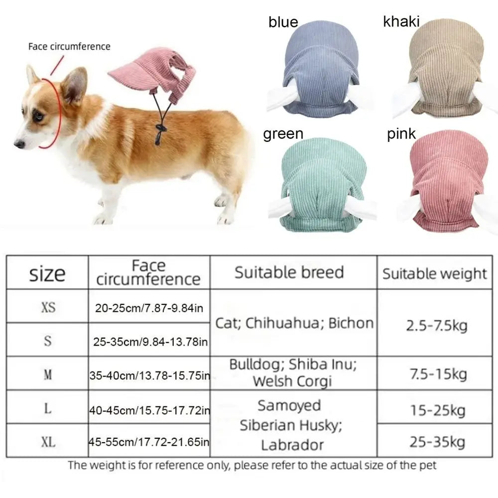 Dog Baseball Cap with Ear Holes - Adjustable Sun Hat for Hiking