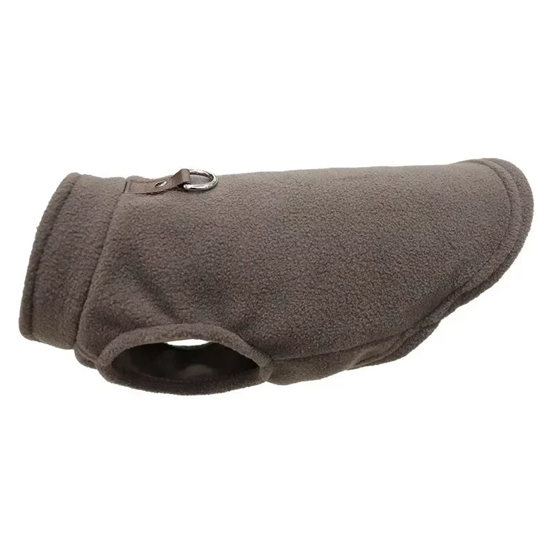 Fleece Dog Vest with Built-In D-Ring - Warm Coat and Harness in One