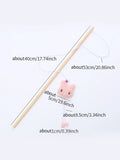 Wooden Cat Teaser Wand - Plush Animal Stick Toy with Bell