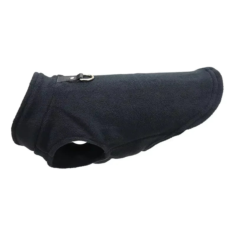 Fleece Dog Vest with Built-In D-Ring - Warm Coat and Harness in One