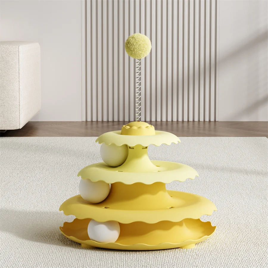 Cat Turntable Toy - Self-Entertainment Teaser Wand Play Set