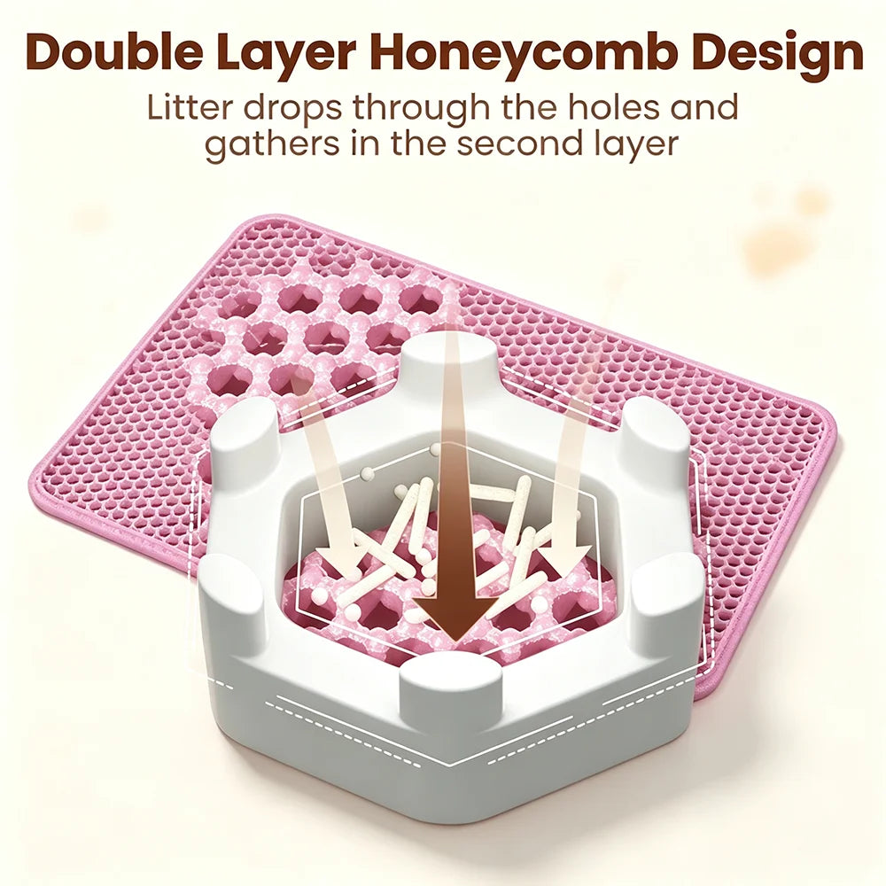 Double Layer Cat Litter Mat - Non-Slip Waterproof Litter Trapper