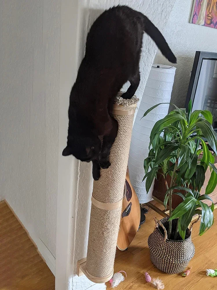 Wall Mounted Cat Scratching Post - Thick Wooden Column Scratcher
