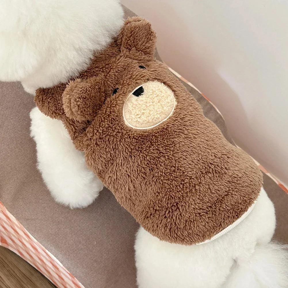 Teddy Bear Dog Sweater Vest - Soft Plush Winter Coat for Puppies