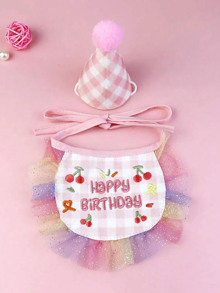 Pet Birthday Set - Party Hat and Bib Bandana for Dogs and Cats
