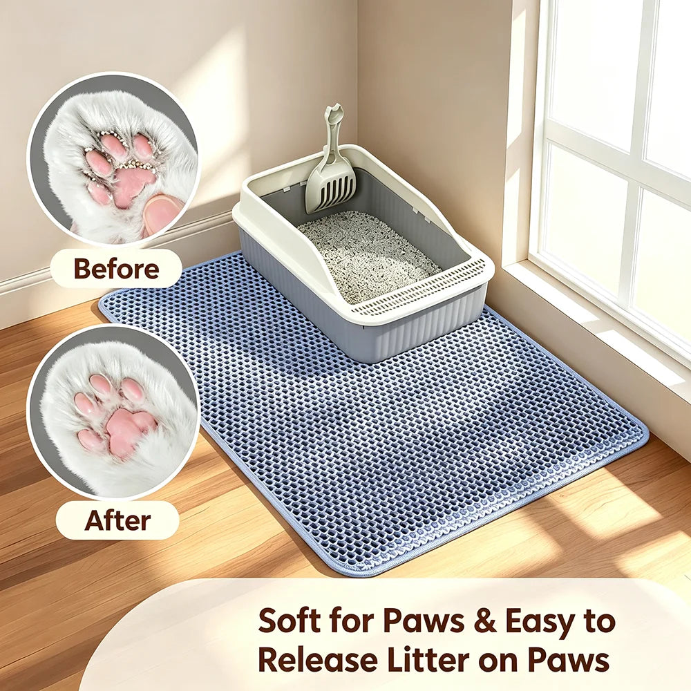 Double Layer Cat Litter Mat - Non-Slip Waterproof Litter Trapper