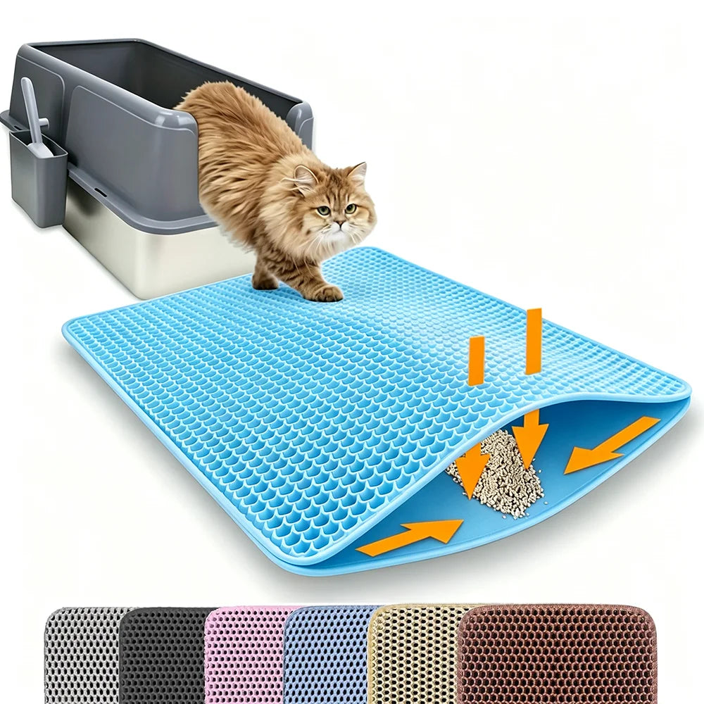 Double Layer Cat Litter Mat - Non-Slip Waterproof Litter Trapper