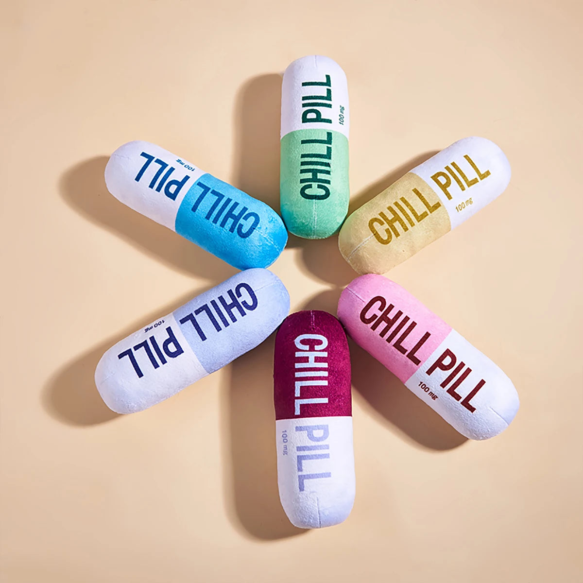 Plush Squeaky Dog Toy - Pill Shape Interactive Chew for Dental Play