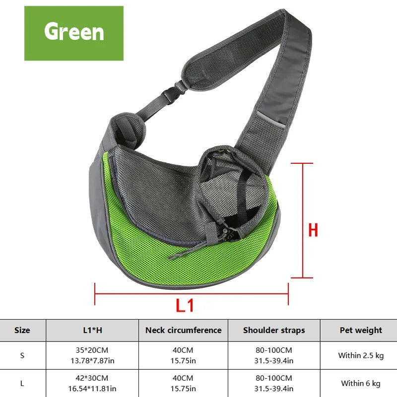Dog Sling Carrier - Breathable Mesh Crossbody Bag for Puppies