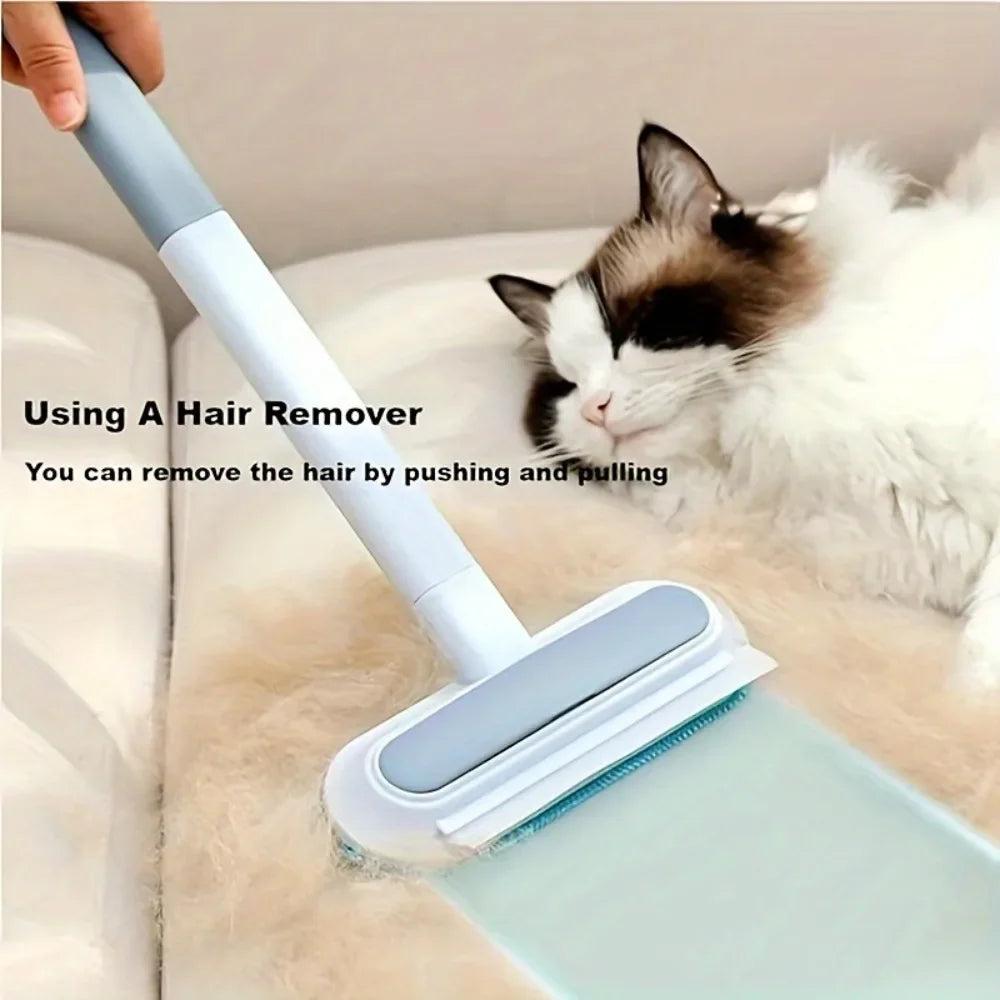 3-in-1 Pet Hair Remover Brush - Long Handle Fur Cleaning Tool
