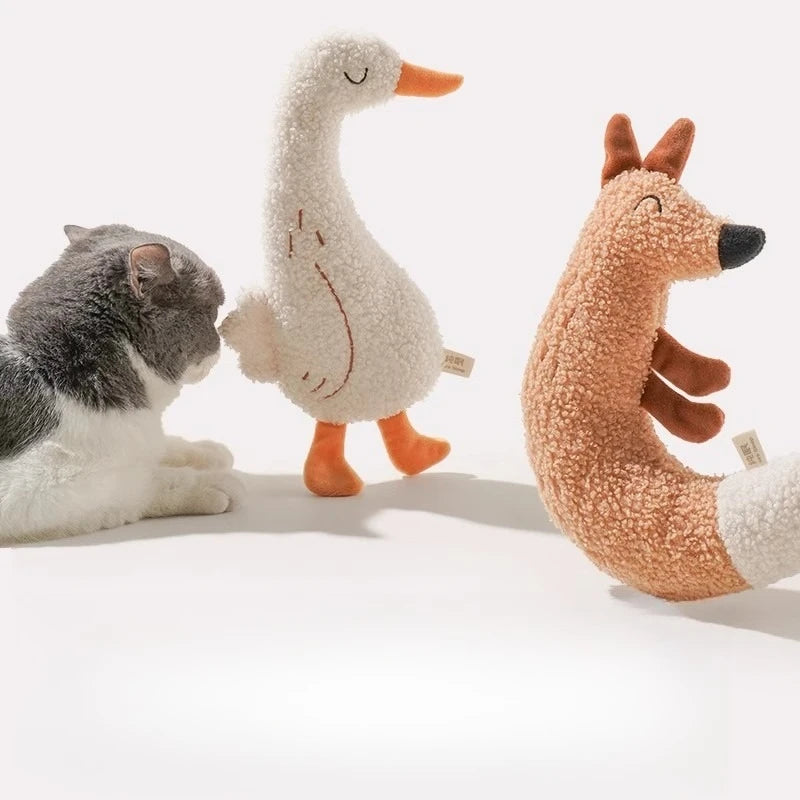Plush Squeaky Pet Doll - Interactive Chew Toy for Cats and Dogs