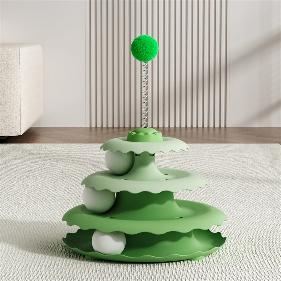 Cat Turntable Toy - Self-Entertainment Teaser Wand Play Set
