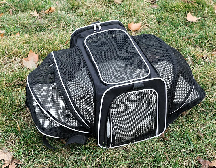 Expandable Pet Carrier Bag - Foldable Mesh Travel Tote for Cats