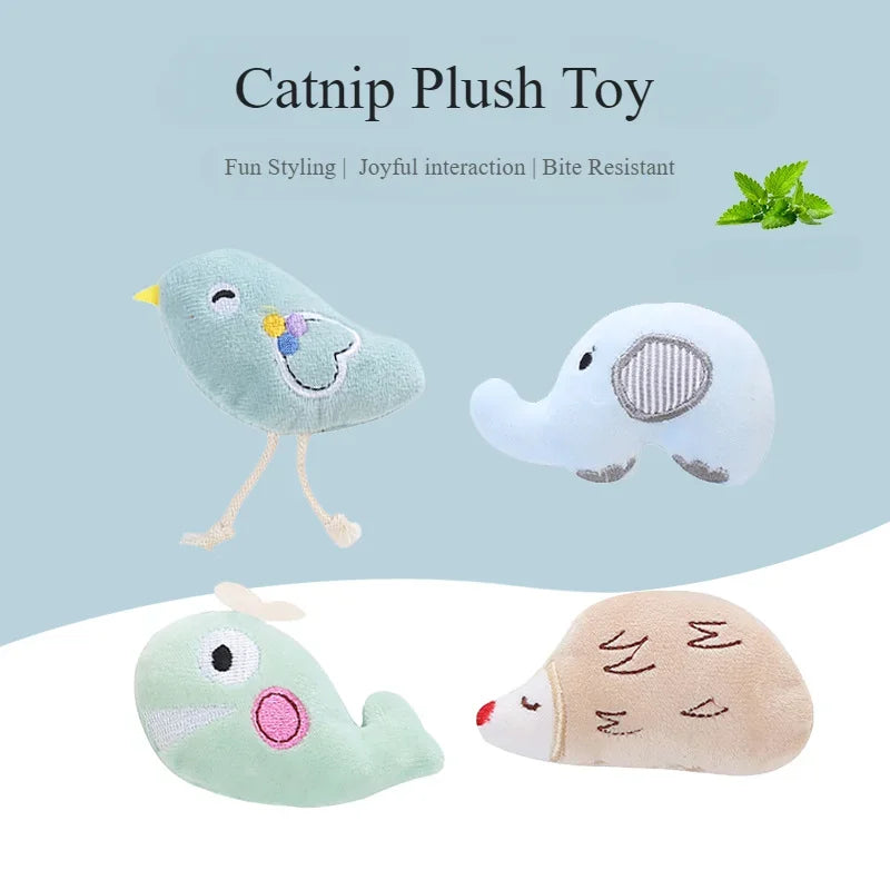 Catnip Plush Cat Toys - Elephant, Hedgehog and Bird Shapes