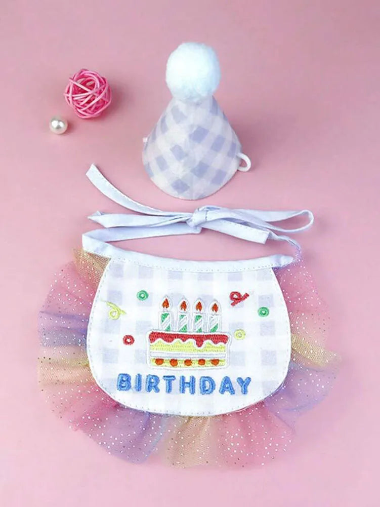 Pet Birthday Set - Party Hat and Bib Bandana for Dogs and Cats