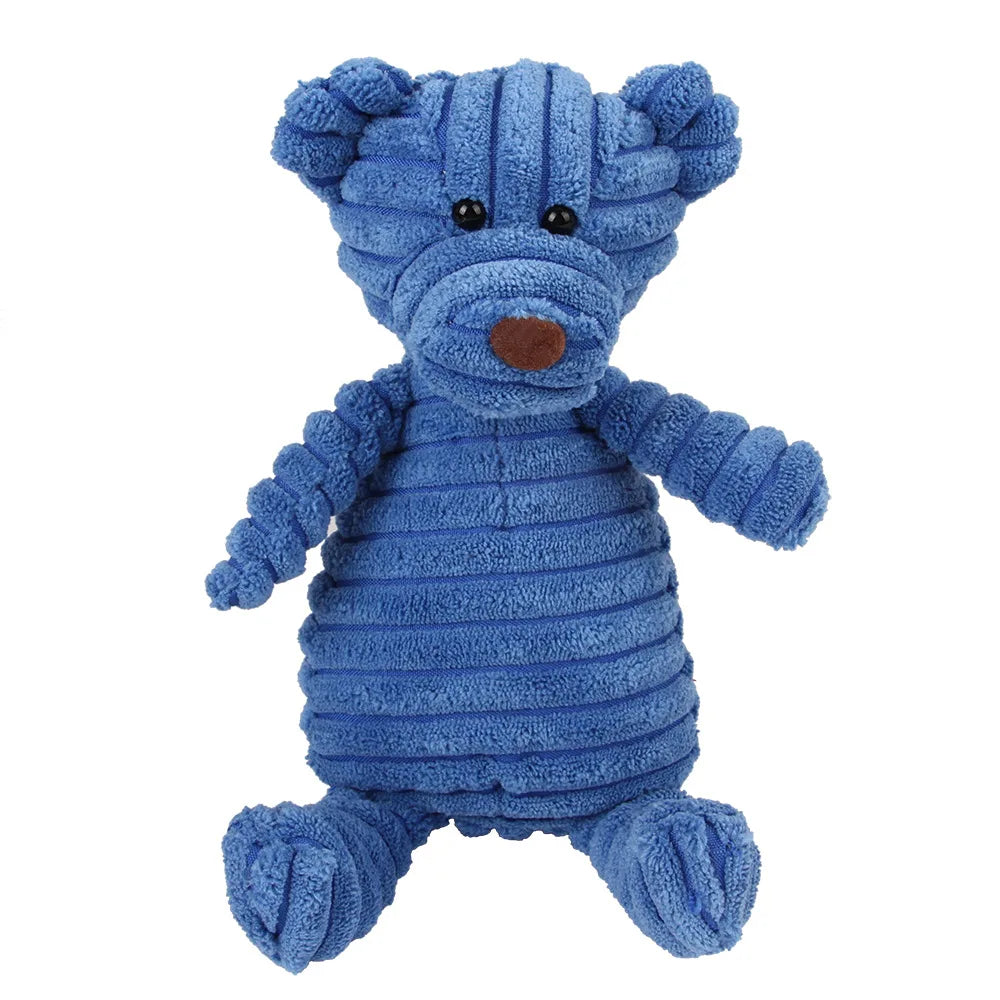 Corduroy Monkey and Pig Dog Toy - Squeaky Plush for Large Dogs