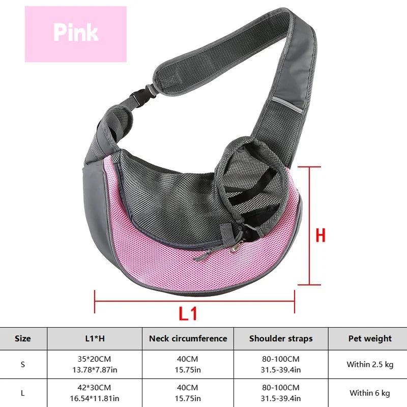 Dog Sling Carrier - Breathable Mesh Crossbody Bag for Puppies