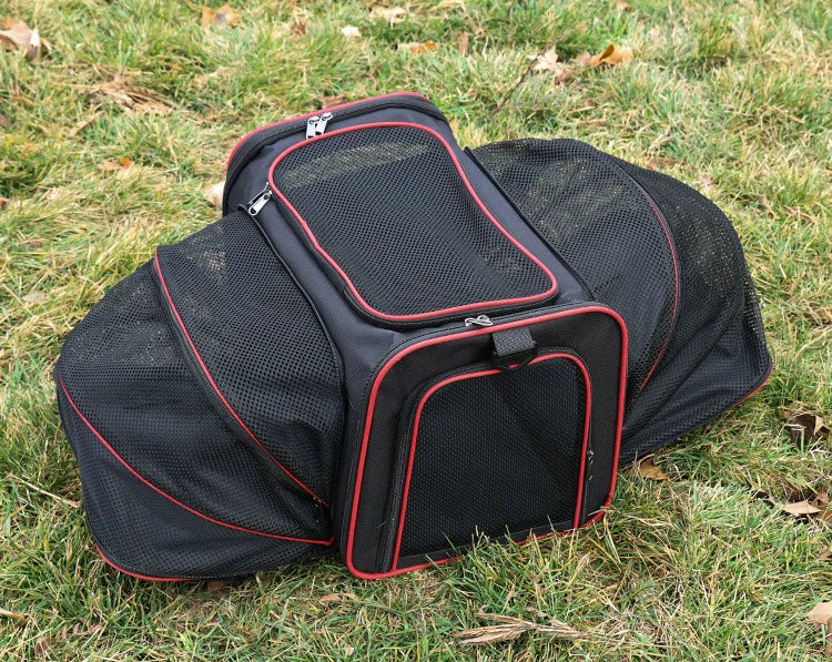 Expandable Pet Carrier Bag - Foldable Mesh Travel Tote for Cats