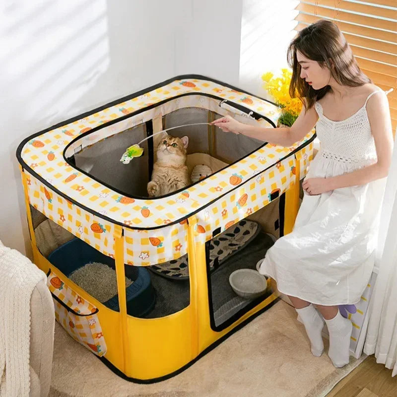 Folding Cat House Tent - Cosy Delivery Room and Kitten Bed