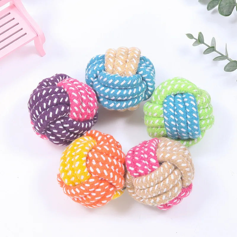 Cotton Rope Dog Ball - Dental Chew and Tug Toy for Puppies and Dogs
