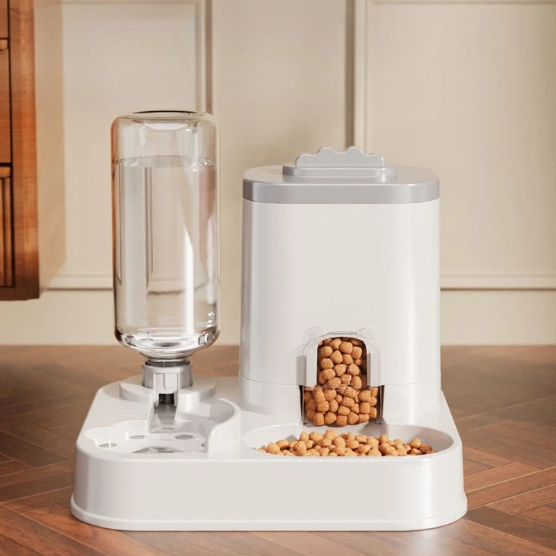Gravity Pet Water Dispenser with Food Bowl - No Batteries Needed