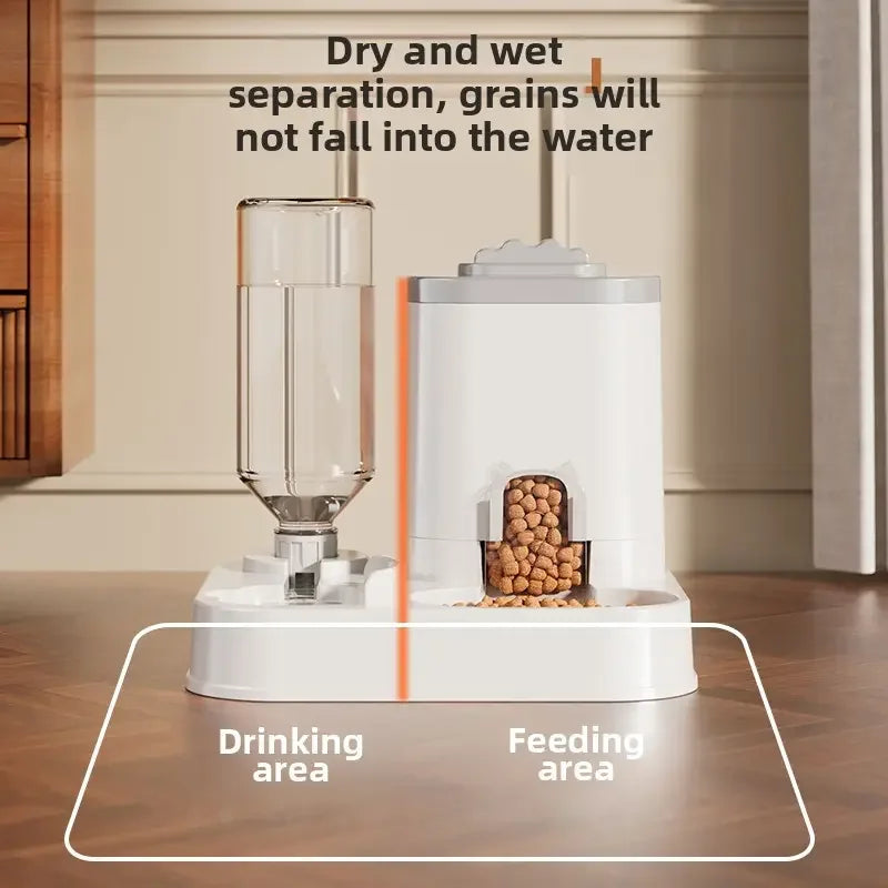 Gravity Pet Water Dispenser with Food Bowl - No Batteries Needed