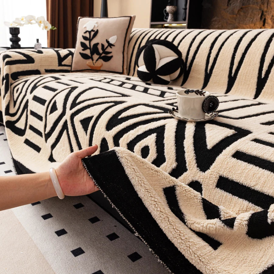 Boho Sofa Cover for Pets - Non-Slip Woven Couch Protector Blanket