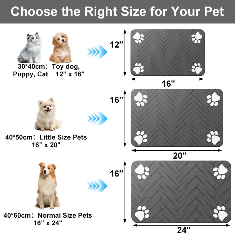 Absorbent Pet Feeding Mat - Quick Dry Placemat with Rubber Backing