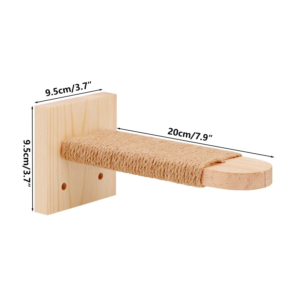 Wall Mounted Cat Scratching Post - Thick Wooden Column Scratcher