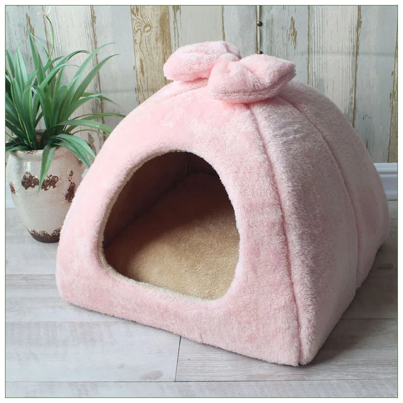 Winter Dog House Bed - Warm Kennel Nest with Removable Mat