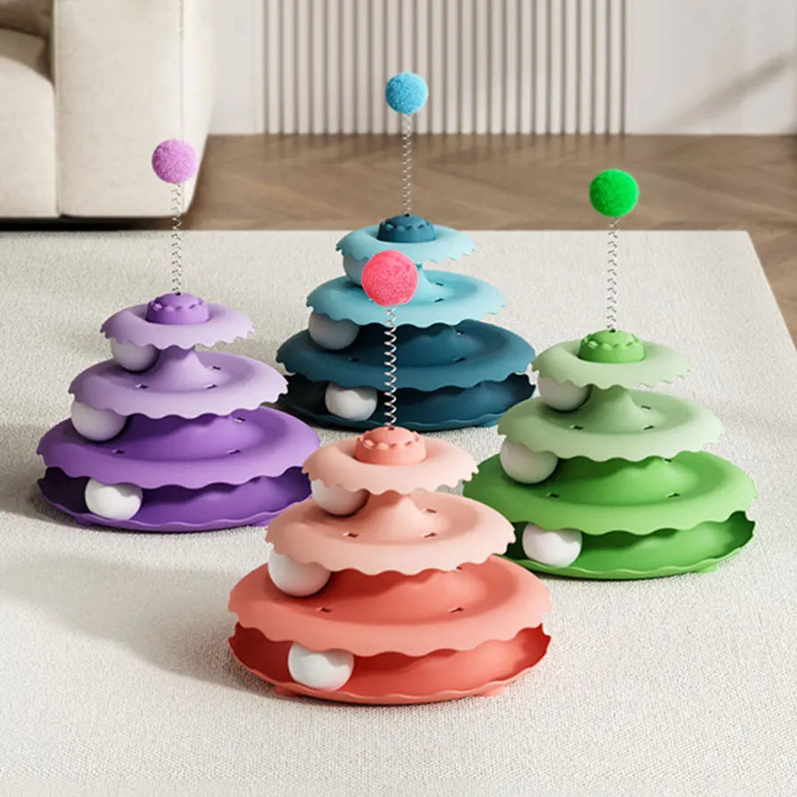 Cat Turntable Toy - Self-Entertainment Teaser Wand Play Set